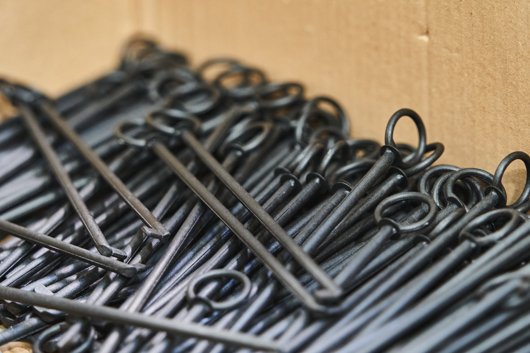 Injection moulded components in box