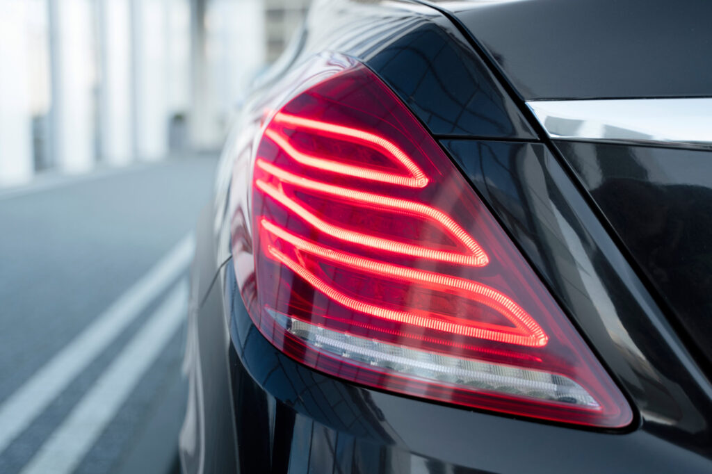 Car rear light close up